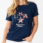 Load image into Gallery viewer, Women&#39;s USA Star Proud to be an American T-Shirt

