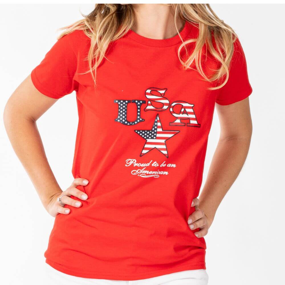 T-shirt alla moda da donna 2024 camicia da donna a maniche corte girocollo con bandiera USA Indipendenza Giorno del 4 luglio Top T-shirt patriottica allentata a maniche lunghe Camicie tinta unita per T-shirt alla moda da donna 2024 camicia da donna a maniche corte girocollo con bandiera USA Indipendenza Giorno del 4 luglio Top T-shirt patriottica allentata a maniche lunghe Camicie tinta unita per