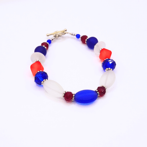 Special Purchase! Made in USA Red, White, and Blue Seaglass Bracelet