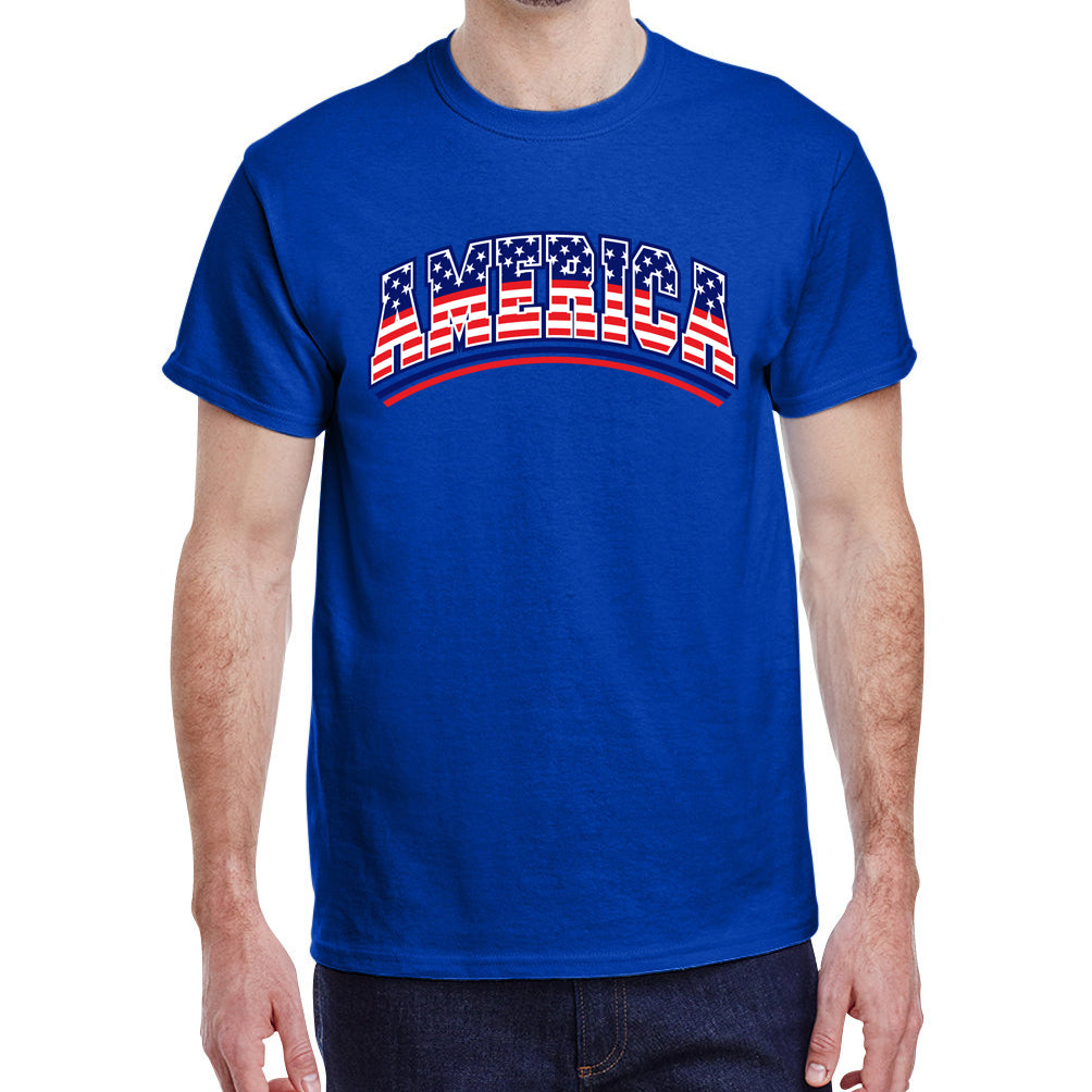 Maglietta: Stars And Stripes con Ricamo/Nero - Bandiera USA T Maglietta: Stars And Stripes con Ricamo/Nero - Bandiera USA T