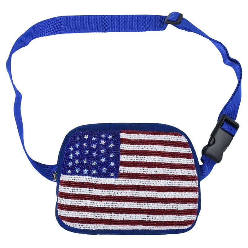 USA Flag Beaded Adjustable Hip Pack
