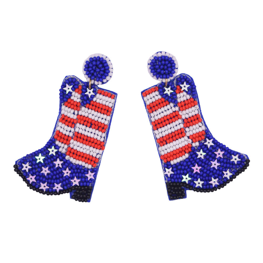 Starred and Striped Boots Beaded Earrings