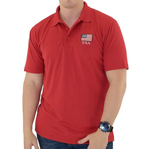 Mens Patriotic Classic Polo Shirt Red - The Flag Shirt