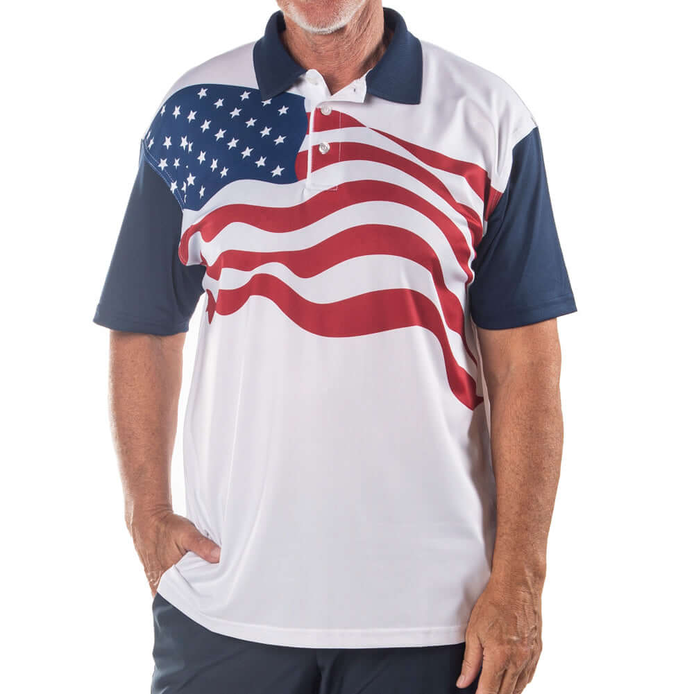 Men's Made in USA Flag Performance Golf Shirt