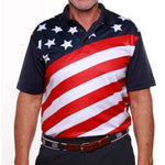 Load image into Gallery viewer, Men&#39;s Made in USA Diagonal Flag Tech Polo Shirt
