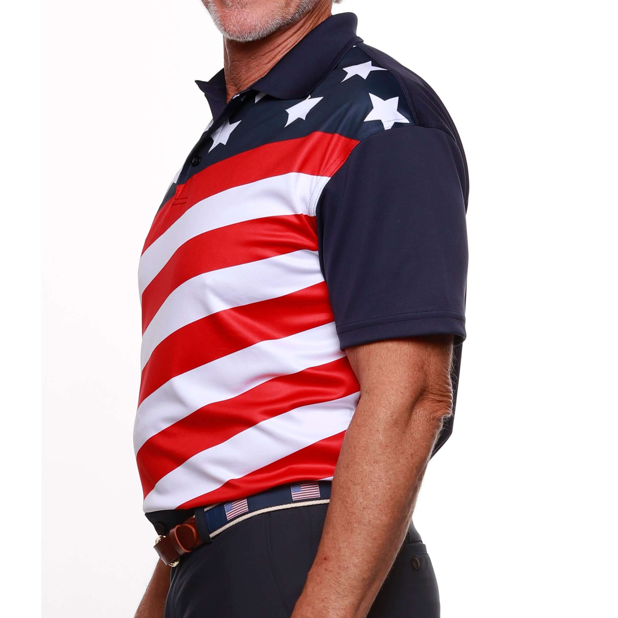 Men's Made in USA Diagonal Flag Tech Polo Shirt