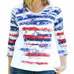 Load image into Gallery viewer, Womens Freedom Ring V-Neck Top - The Flag Shirt
