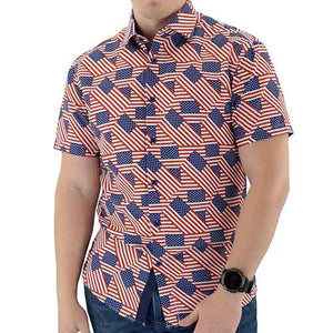 Mens Abstract American Flag Button Up Shirt - The Flag Shirt