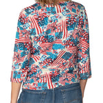 Load image into Gallery viewer, Women&#39;s USA Flag Mosaic 100% Cotton 3/4 Sleeve Shirt - the flag shirt
