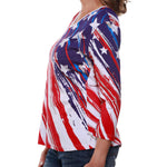 Load image into Gallery viewer, Women&#39;s Stars and Stripes American Flag 3/4 Sleeve Top
