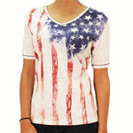 Load image into Gallery viewer, Old Glory V-neck Ladies Tie Dye Top - theflagshirt
