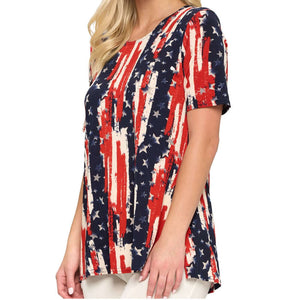 Women's Made in USA Stars and Stripes Short Sleeve Tunic