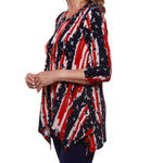 Load image into Gallery viewer, Women&#39;s Made in USA Stars and Stripes V-Neck Sharkbite Tunic
