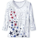 Load image into Gallery viewer, Women&#39;s Patriotic Stars 3/4 Sleeve Top
