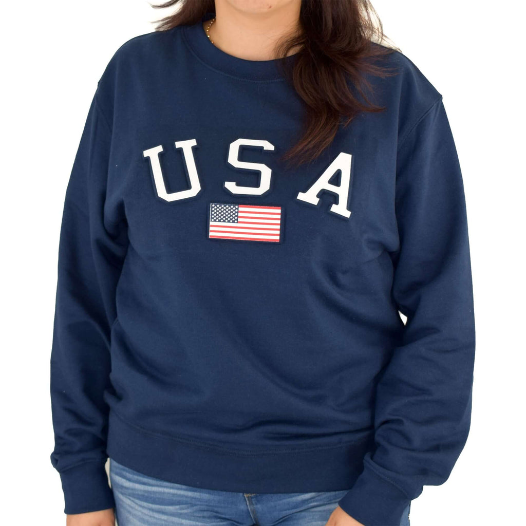 Womens USA crewneck fleece sweatshirt - the flag shirt