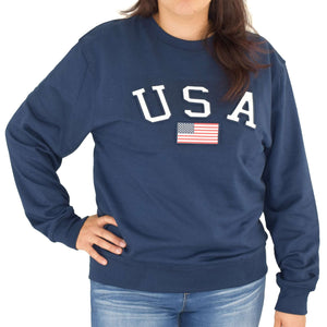 Women's Embossed USA Crewneck Fleece Sweatshirt