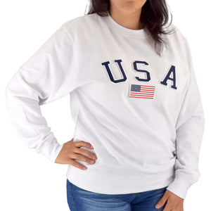 womens usa crewneck fleece sweatshirt - the flag shirt