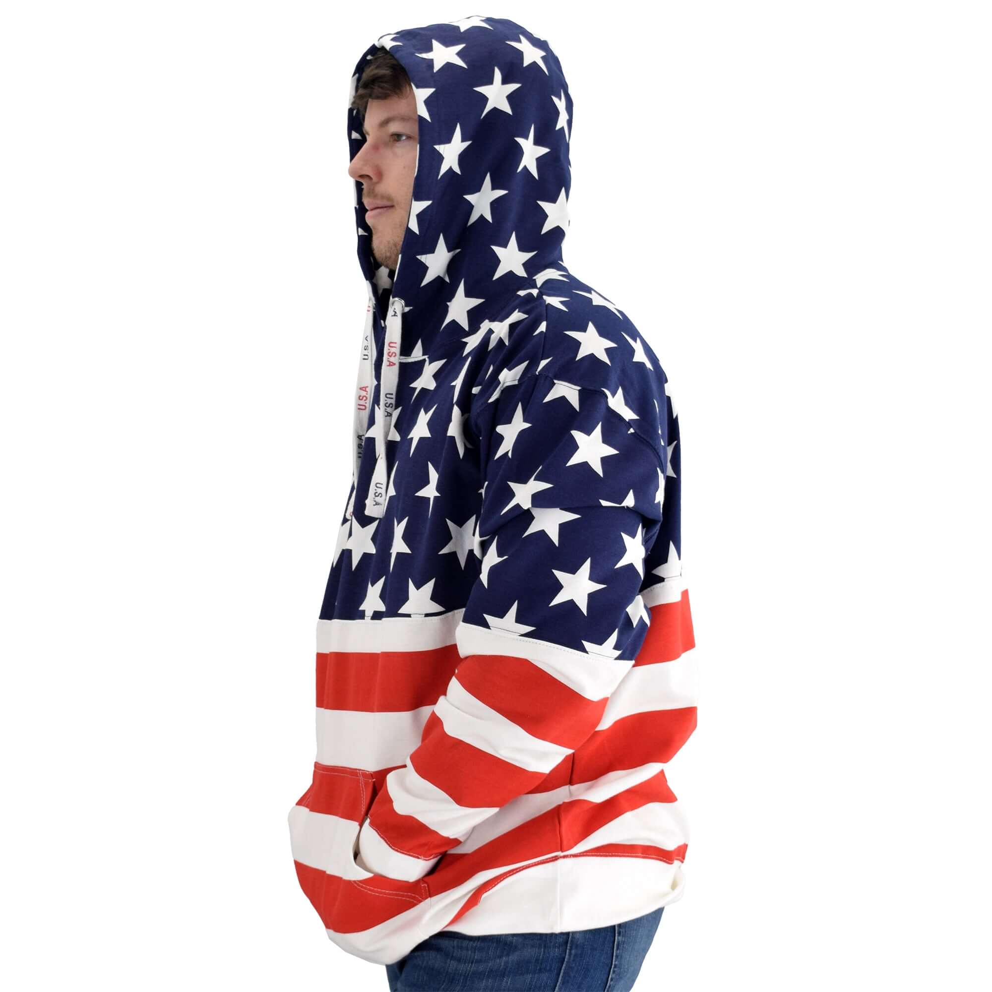 Men's Patriotic Stars Hoodie Sweater - Main Image