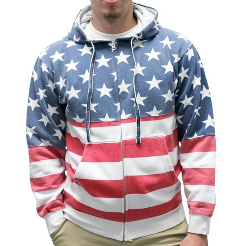 thumbnail image 2 of Brisco Brands Patriotic USA Flag Zip Up Hoodie Sweatshirt, Unisex 2 of 6