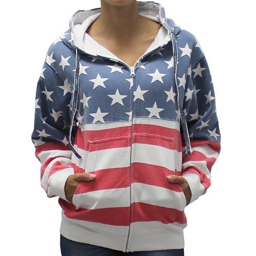 Isaacs Unisex Patriotic Stars Hoodie- Full Zip | The Flag Shirt | S