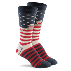 Made in USA Women's Sock Monkey USA Crew Socks