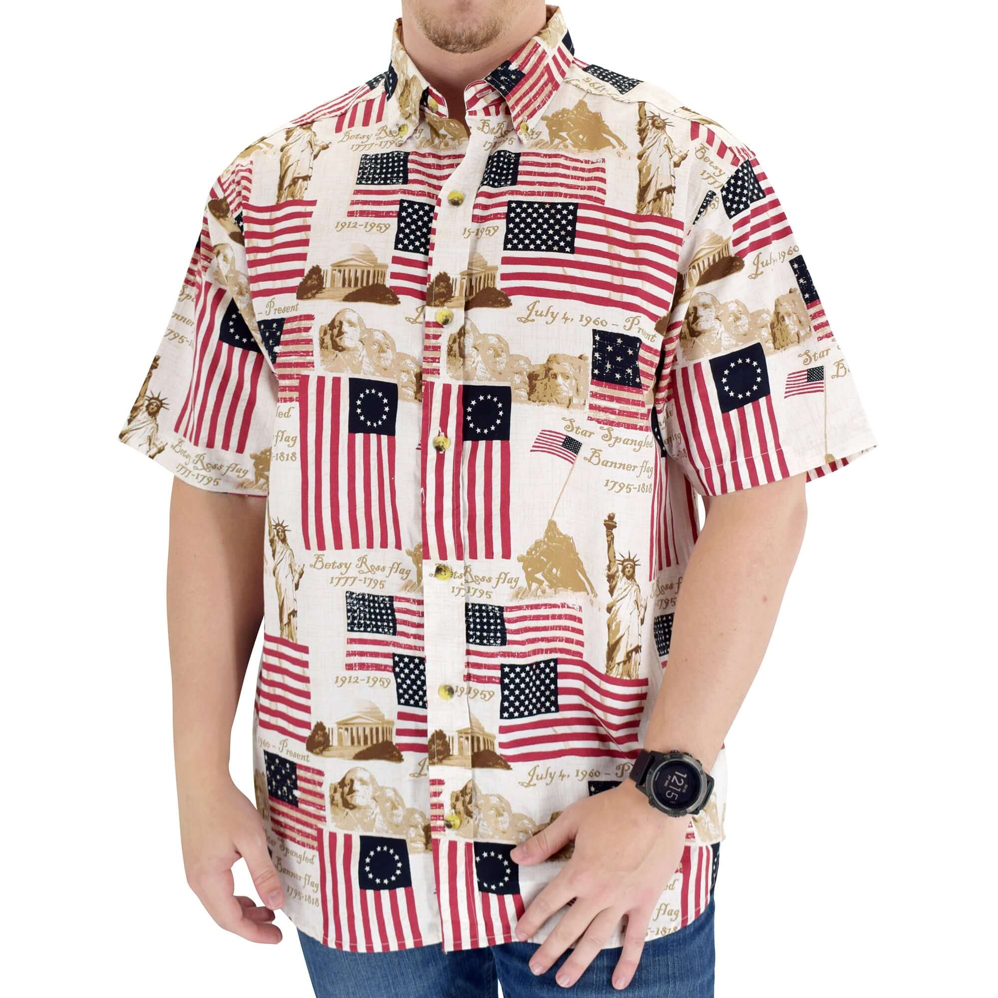 mens vintage allover flag woven shirt - the flag shirt