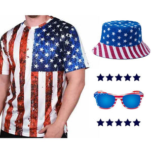 Men's Flag Shirt, with Sunglasses and Hat