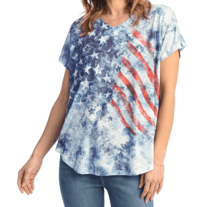 Women's Made in USA V-Neck Stars and Stripes