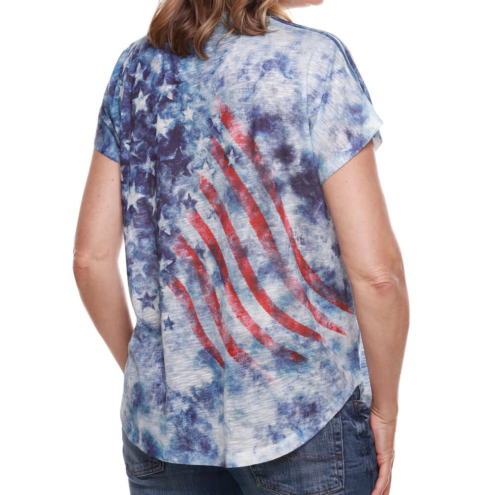 Women's Made in USA V-Neck Stars and Stripes