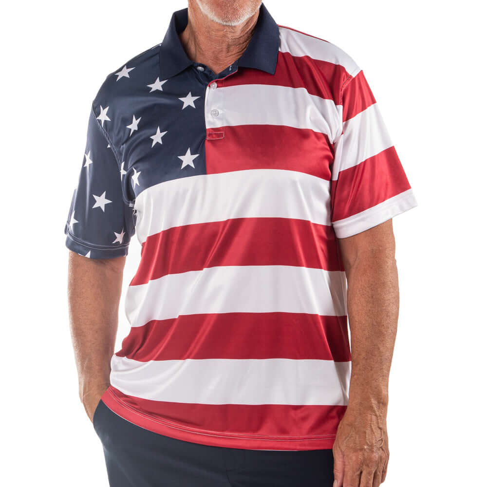 Men's American Flag Tech Polo Shirt