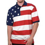 Load image into Gallery viewer, Horizontal American Flag Patriotic Mens Polo Shirt - theflagshirt
