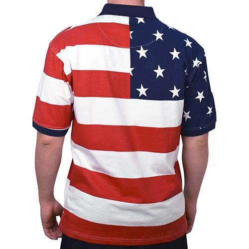 Horizontal American Flag Patriotic Mens Polo Shirt - theflagshirt