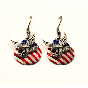 Made in USA Eagle American Flag Earrings