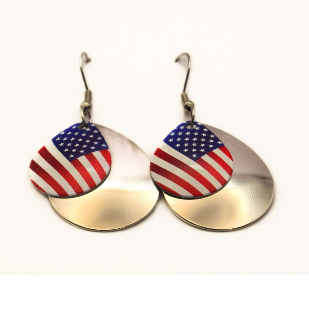 Made in USA American Flag Earrings