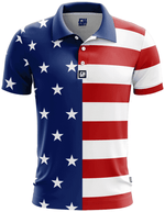 Load image into Gallery viewer, USA Flag Golf Polo - 4th of july shirts
