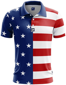 USA Flag Golf Polo - 4th of july shirts