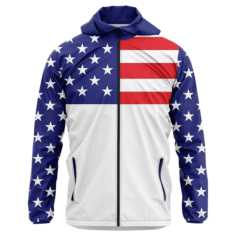 USA Flag Full Zip Rain Jacket