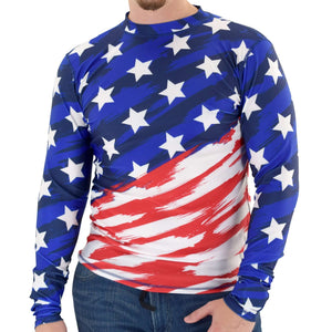 USA Sublimation Mens Long Sleeve Rash Guard - The Flag Shirt