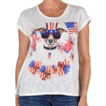Load image into Gallery viewer, Women&#39;s Made in USA Cap Sleeve Patriotic Dog Top
