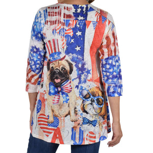 Women's Made in USA Patriotic Pug Party Tunic