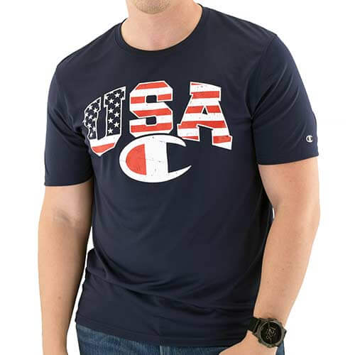 Champion Mens USA Flag  Athletic Shirt - The Flag Shirt
