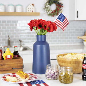 Americana Navy Metal Flower Vase
