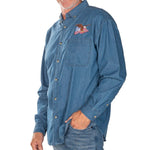 Load image into Gallery viewer, Men&#39;s Eagle Embroidery Denim Button Down Shirt
