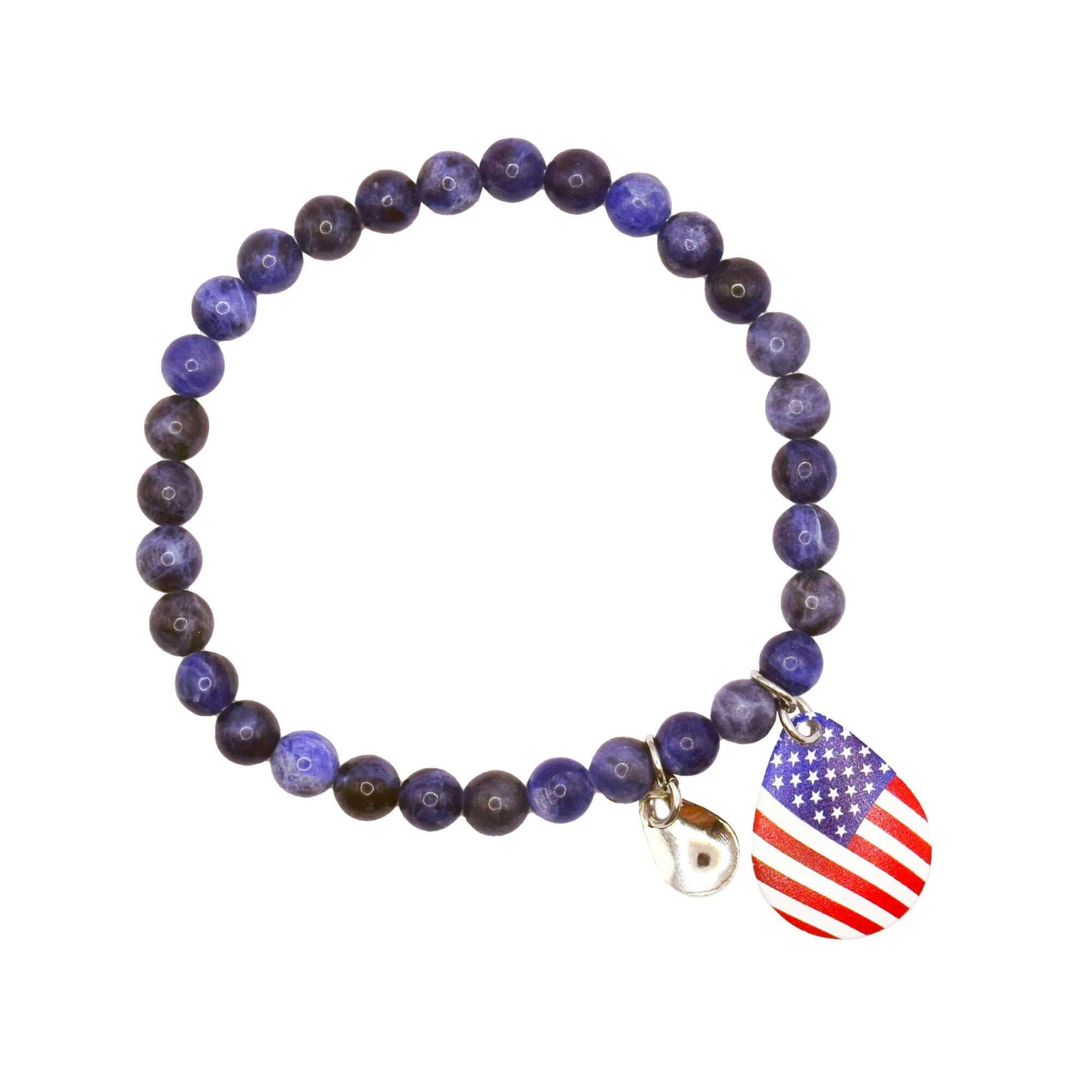 Made in USA Blue Stone Bracelet with Flag Charm