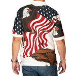 Load image into Gallery viewer, Men&#39;s American Flag with Bald Eagle 100% Cotton Polo Shirt
