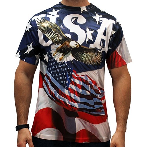 dybde At passe Leia USA Eagle Liberty American Flag Men's T-Shirt | TheFlagShirt.com – The Flag  Shirt
