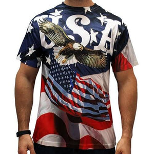 Men's USA Eagle Flag Shirt, Hat, Sunglasses, and Wristband Set