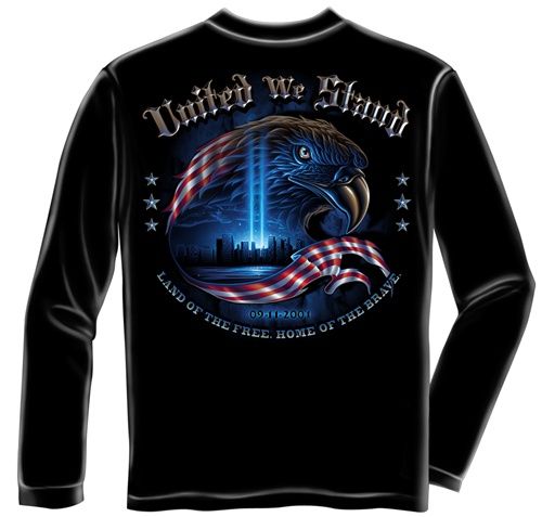 Men's Long Sleeve Patriotic T-shirt 9-11 Commemorative United We Stand