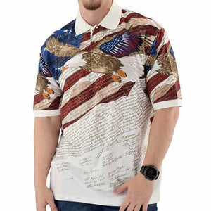 Men's Eagle Flight with Constitution100% Cotton Polo Shirt