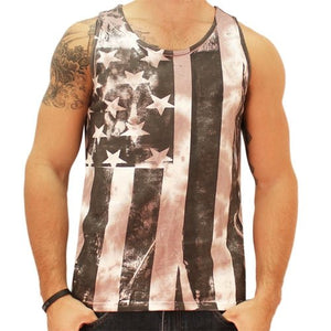 Mens Hand Screened Black and White American Flag Tank Top - The Flag Shirt